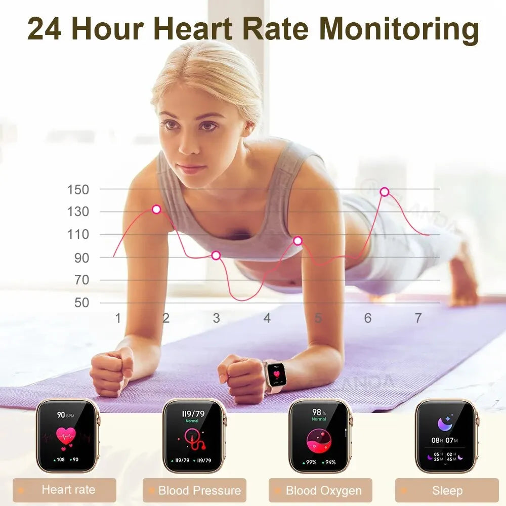 Montre connectée MEVADEN pour femmes, écran AMOLED 1,91", Bluetooth, appels, moniteur de santé, mode, pour Android et iOS H32